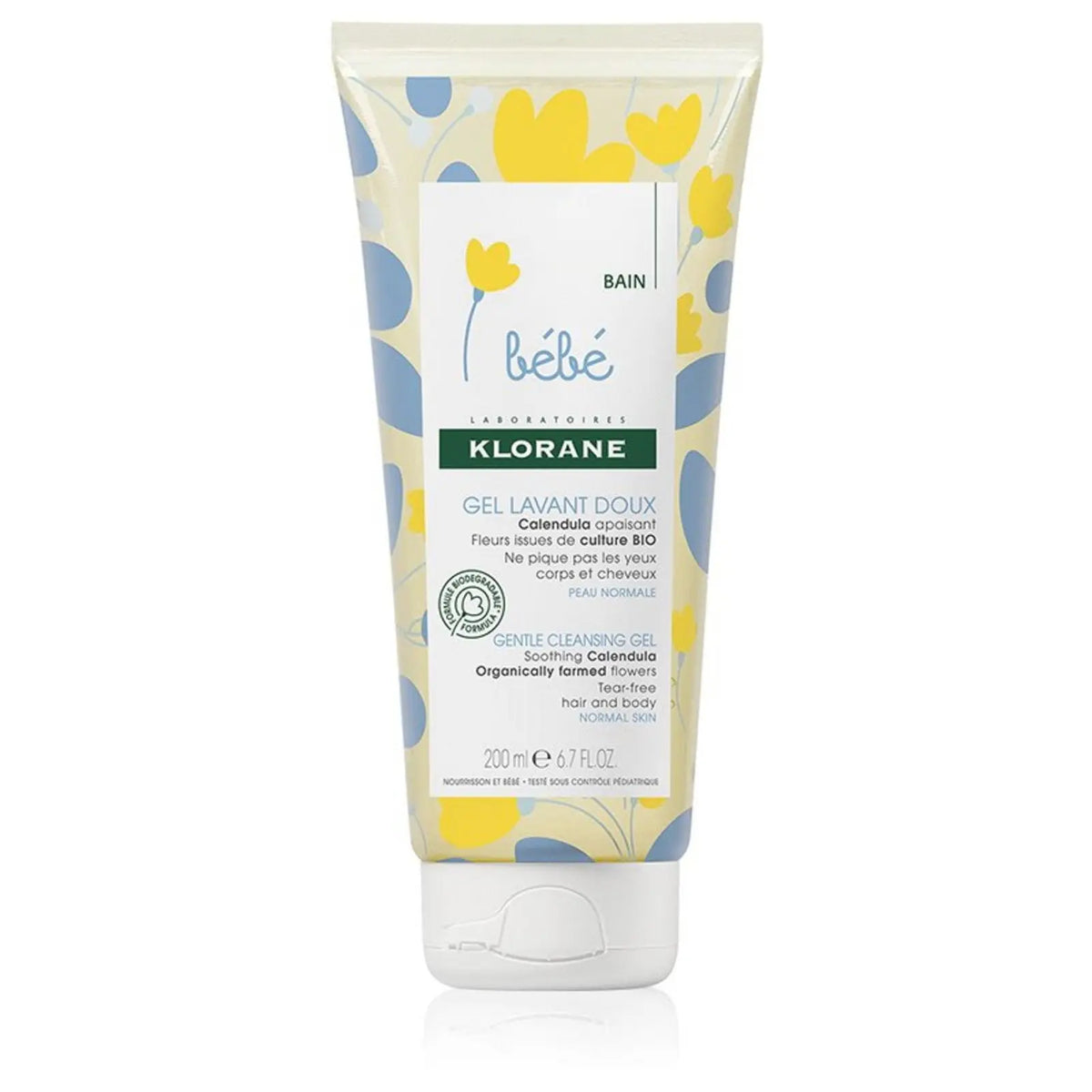 Klorane Baby Gel de curatare bland cu extract de galbenele, 200 ml Klorane