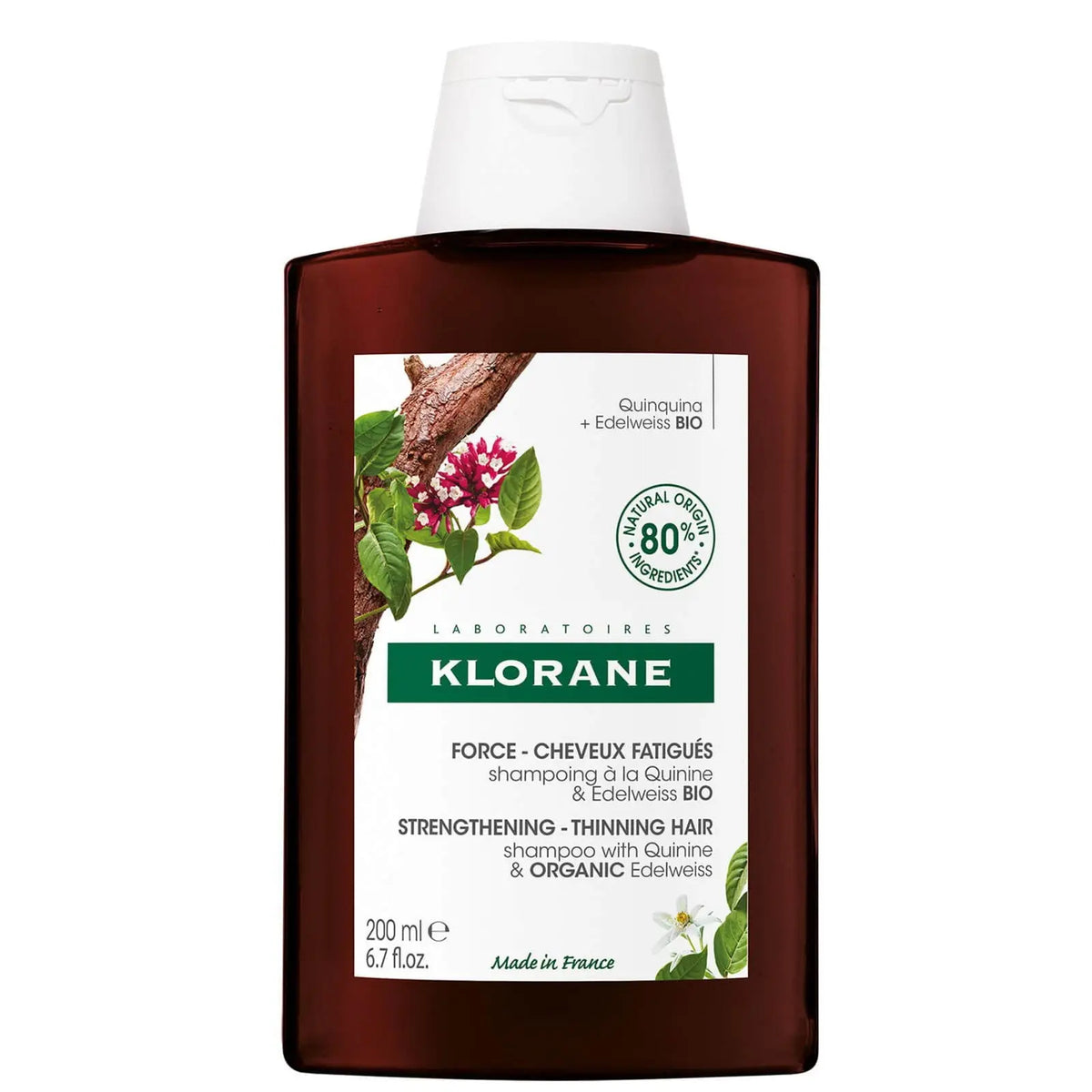 Klorane Sampon fortifiant cu chinina si floare-de-colt, 200 ml Klorane