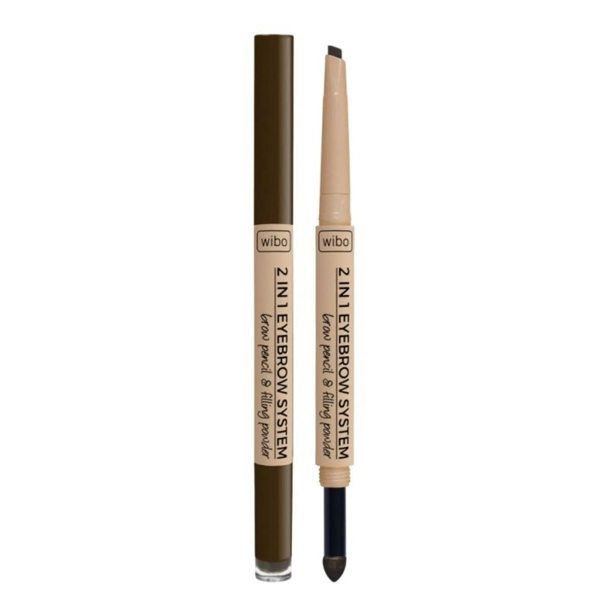 Wibo 2 in 1 Eyebrow System creion de sprancene Powder & Brush 3-In-1 3 Dark Brown, 0.2 g Wibo