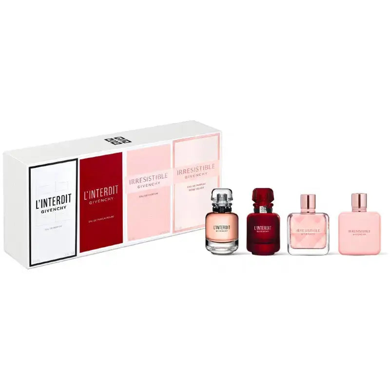 Set Givenchy miniaturi Eau de Parfum: L'Interdit 10 ml + L'Interdit Rouge 10 ml + Irresistible 8 ml + Irresistible Rose Velvet 8 ml Givenchy