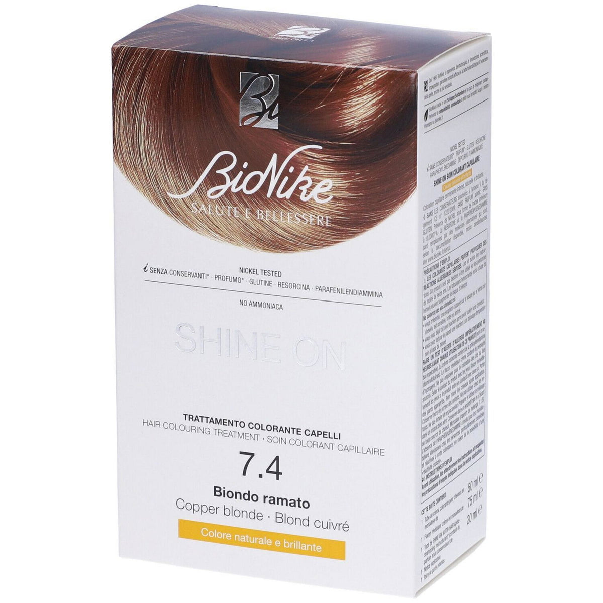 BioNike Shine On vopsea de par permanenta 7.4 Copper Blonde, 145 ml