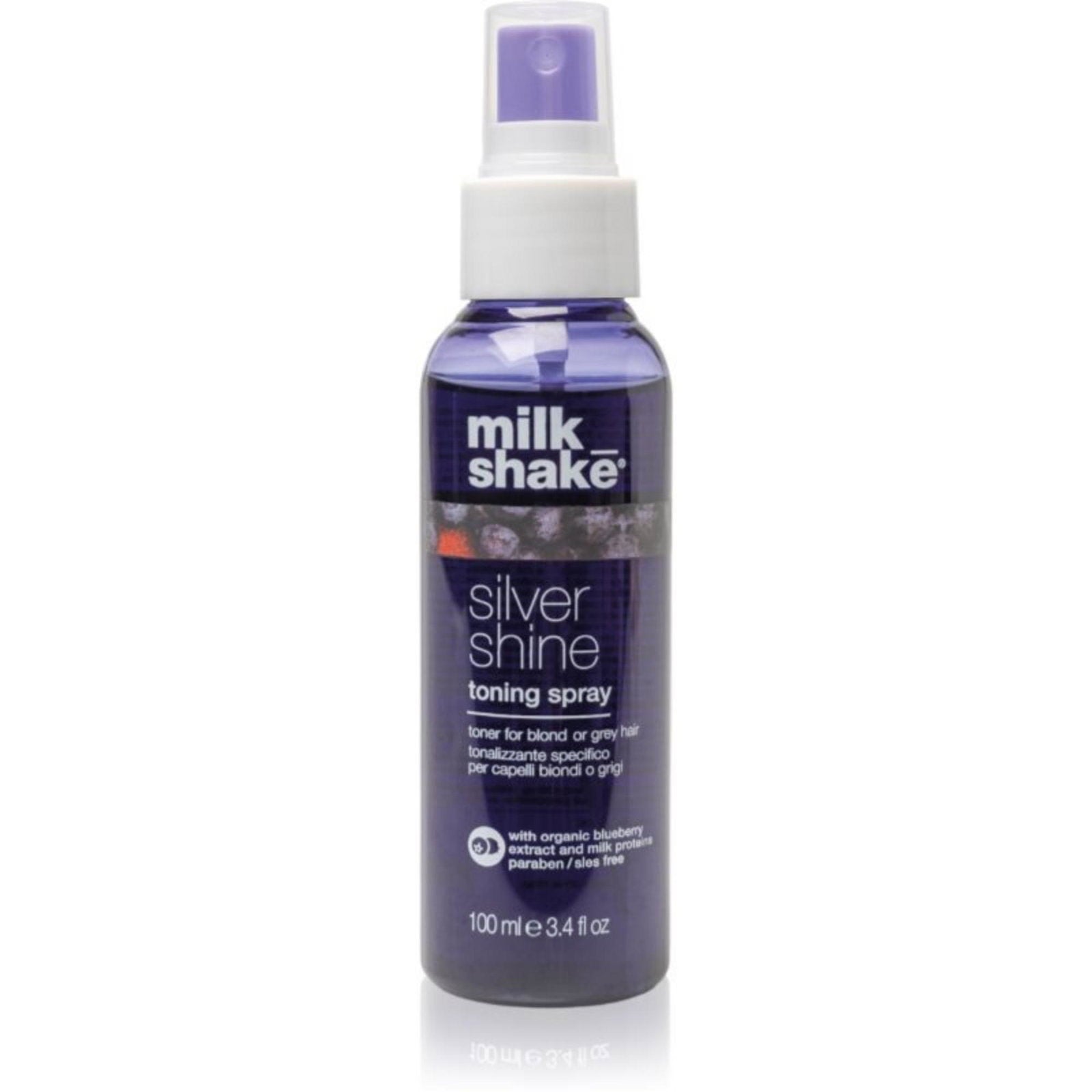Milk Shake, Silver Shine, Pigmenți violeți, Spray de tonifiere a părului, Blond/Gri, 100 ml