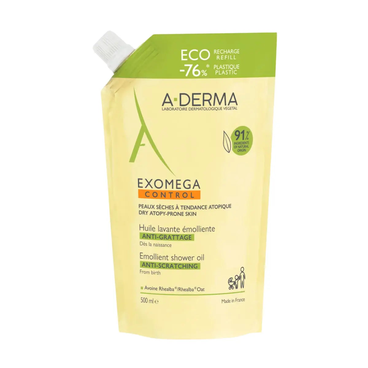 A-Derma Exomega Control Ulei de dus emolient (rezerva), 500 ml A-Derma