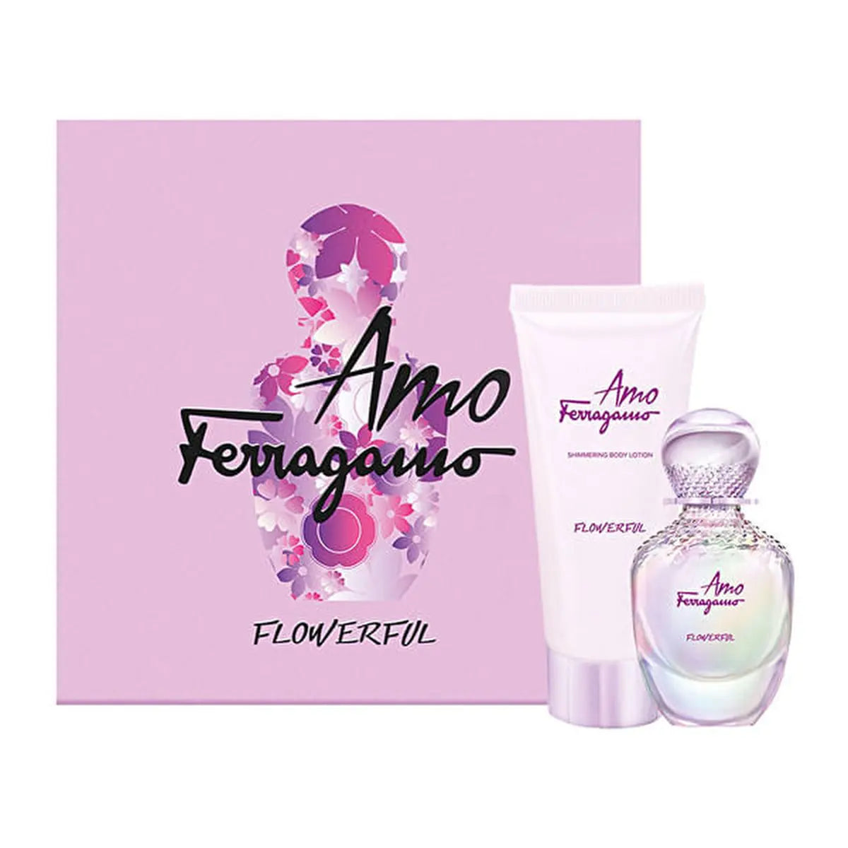Set Salvatore Ferragamo Amo Ferragamo Flowerful Eau de Toilette 50 ml si lotiune de corp cu particule sidefate 100 ml Salvatore Ferragamo