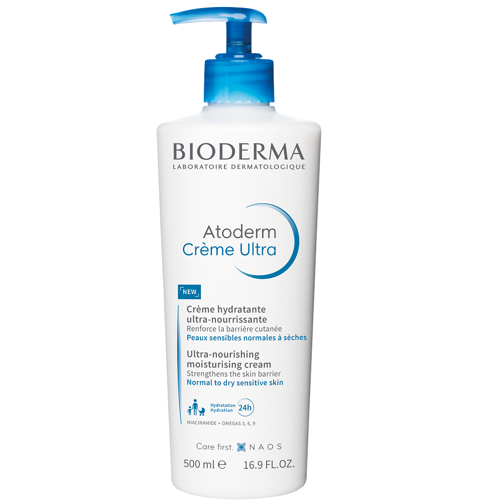 Bioderma, Atoderm Creme Ultra, Ultra-hrănitor/Hidratant, Cremă de corp, Zi & Noapte, 500 ml