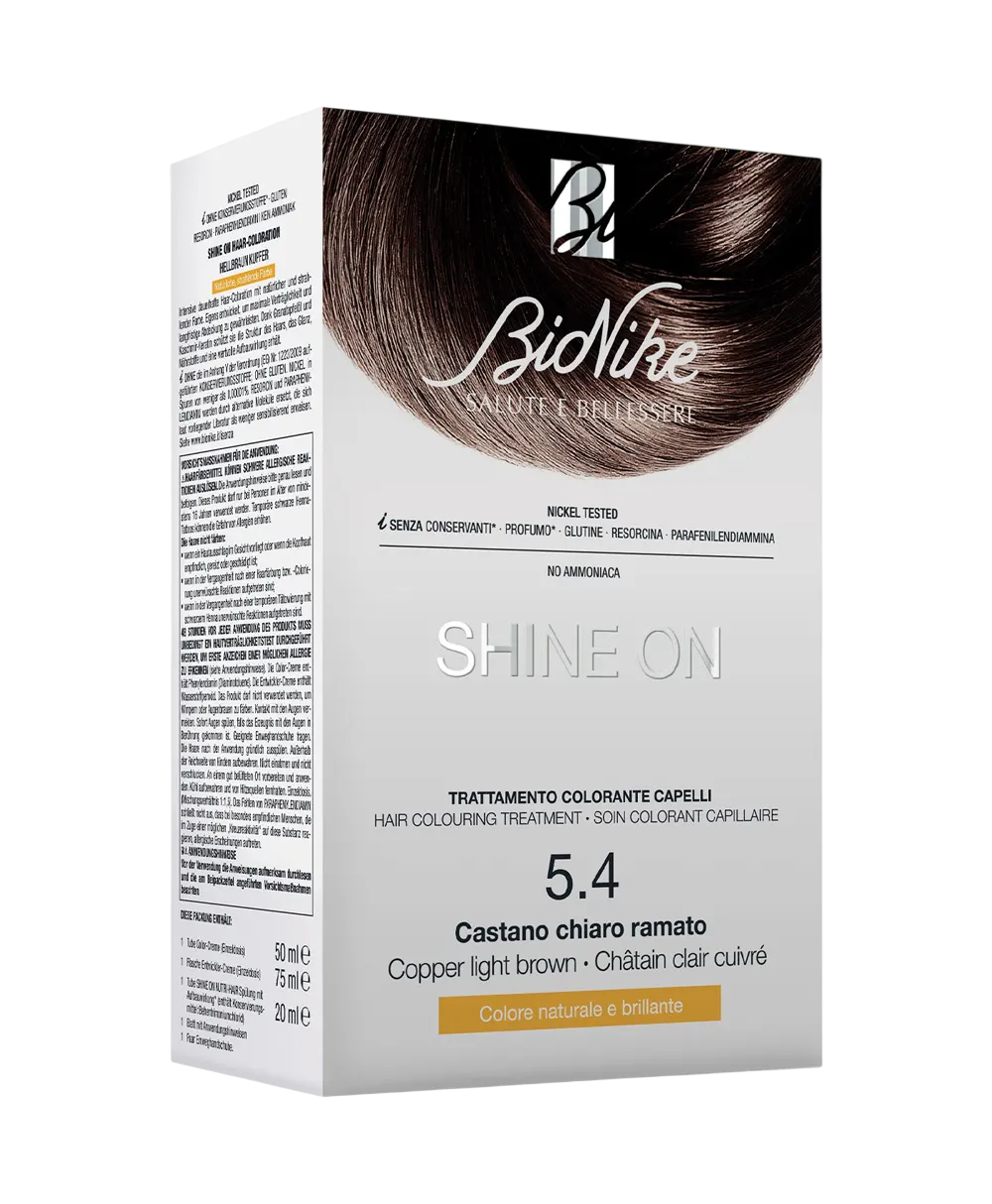BioNike Shine On vopsea de par permanenta 5.4 Copper Light Brown, 145 ml