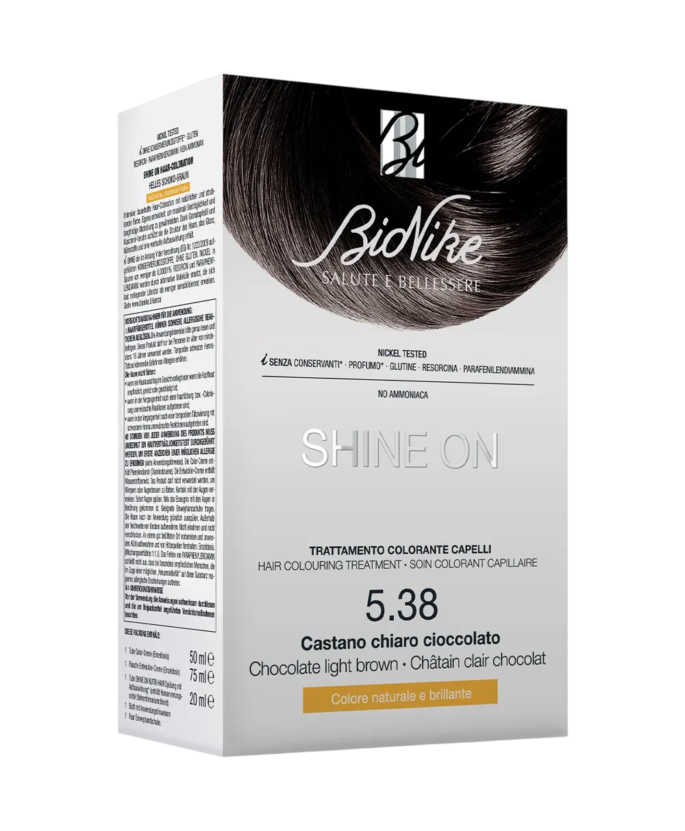 BioNike Shine On vopsea de par permanenta 5.38 Light Chocolate Brown, 145 ml
