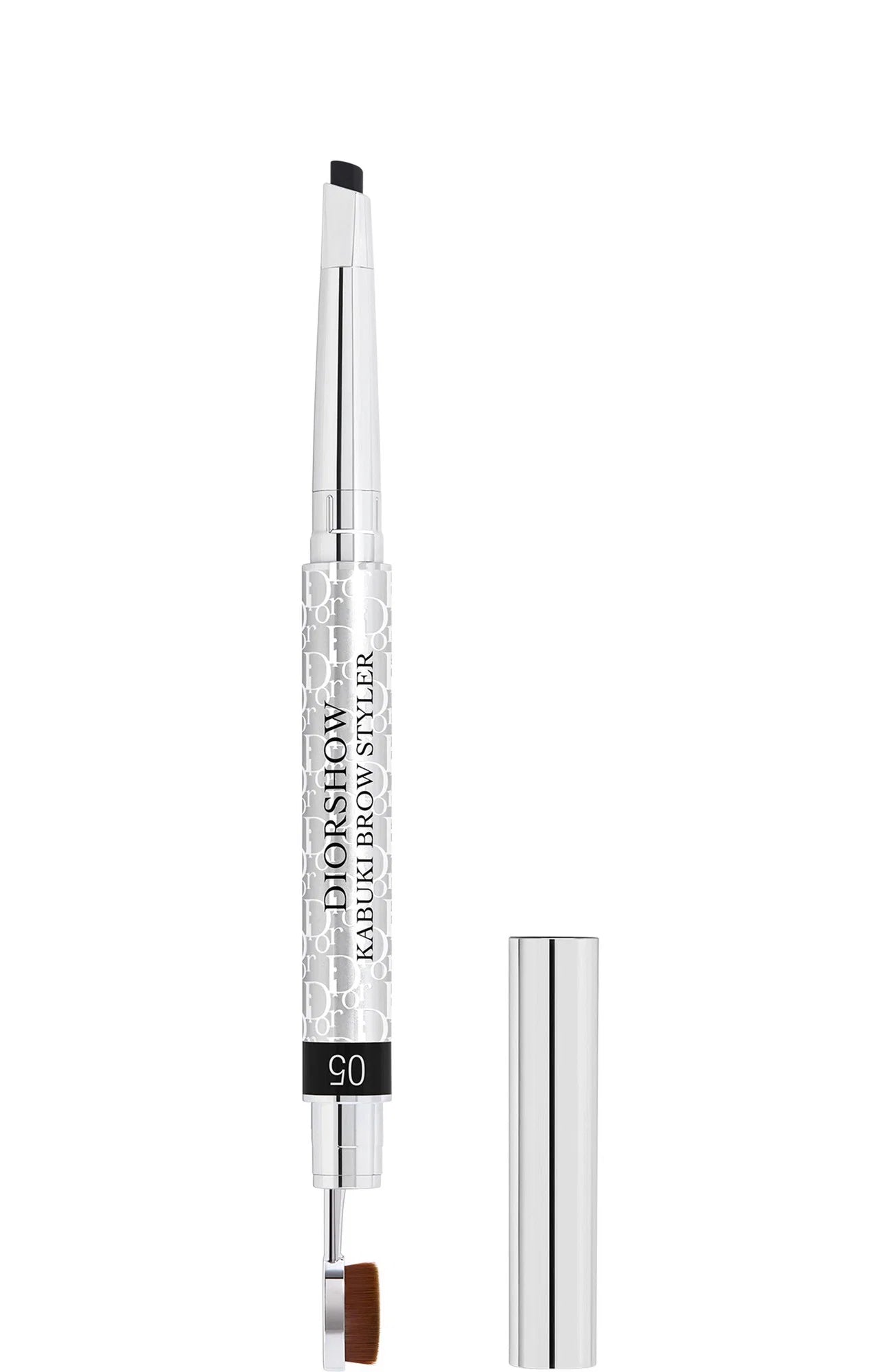 Christian Dior, Diorshow Kabuki, Cu două capete, Creion pentru sprâncene cu cremă și perie 2-în-1, 05, Negru, 0.09 g