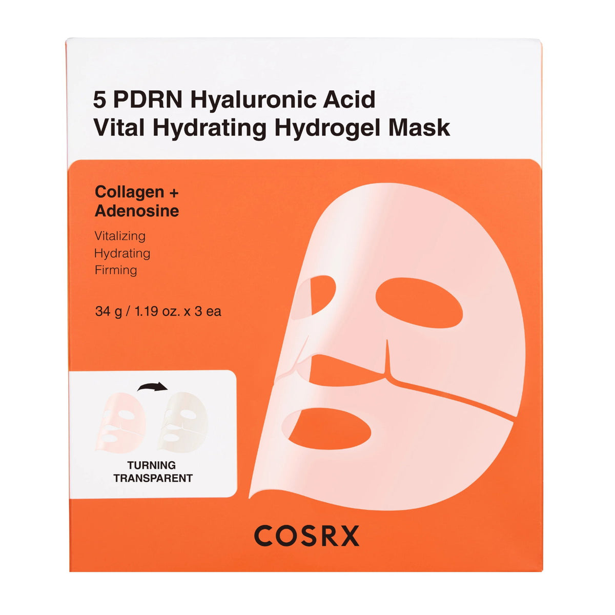 Set Cosrx 5 PDRN Hyaluronic Acid Vital masca servetel hidratanta, 3 x 34 ml