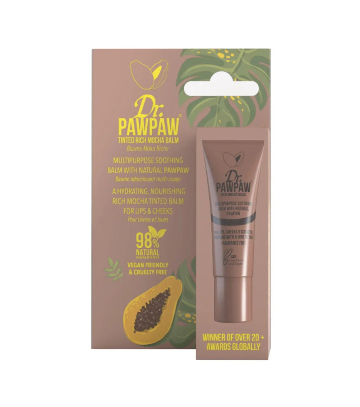 Dr. PawPaw balsam 2 in 1 buze si obraji Rich Mocha, 10 ml