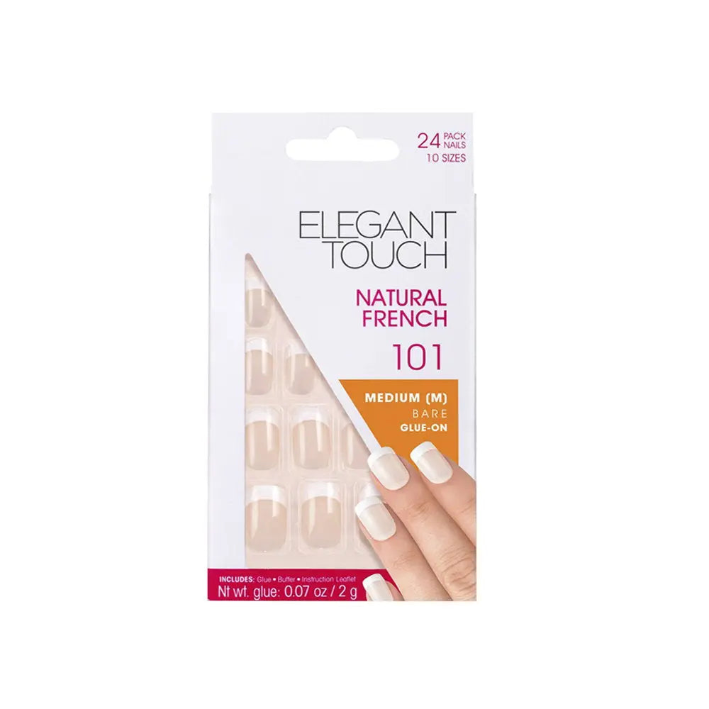 Elegant Touch Natural French unghii false Bare 101, marime M, 24 buc Elegant Touch