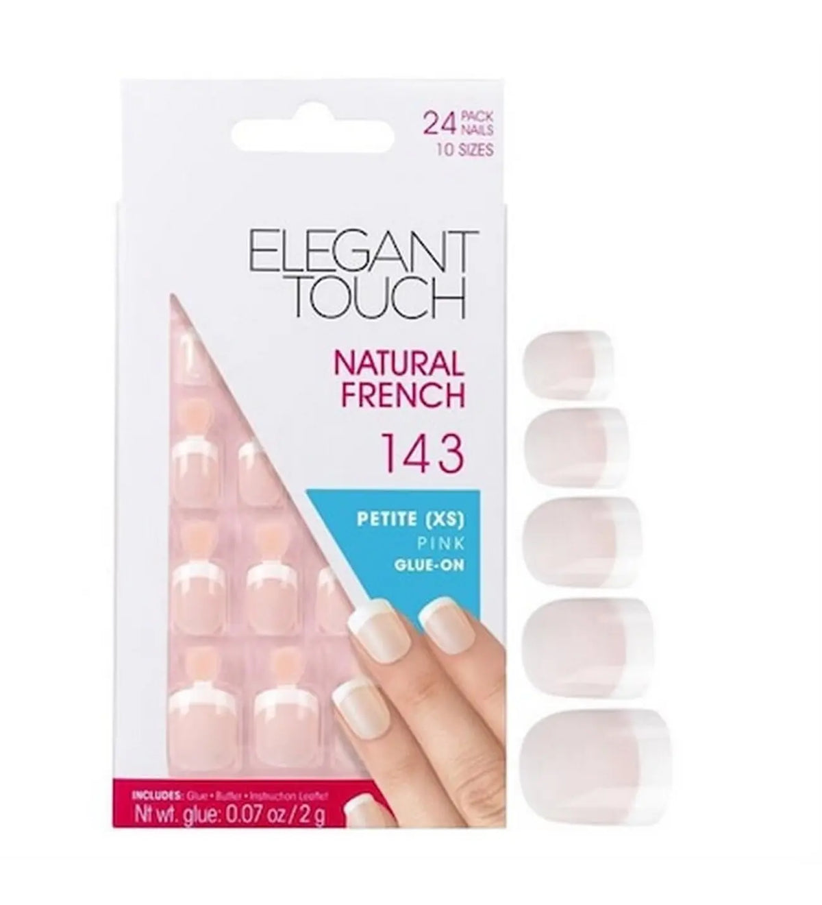 Elegant Touch Natural French unghii false Pink 143, marime XS, 24 buc Elegant Touch