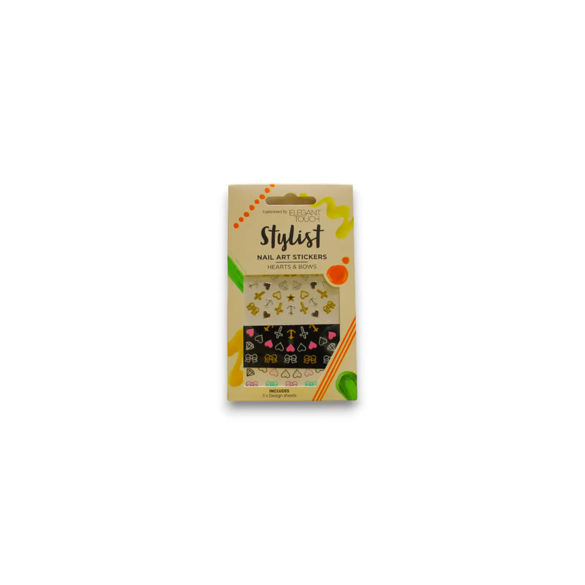 Set trio Elegant Touch Stylist stickere de unghii Hearts & Bows Elegant Touch