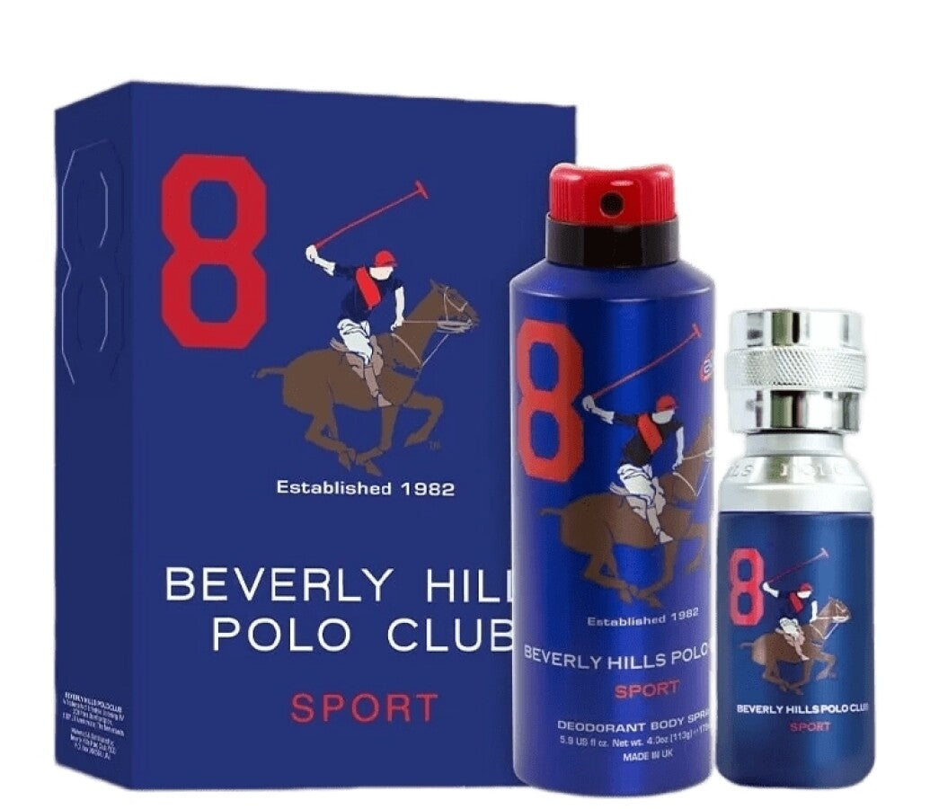 Set Beverly Hills Polo Club Sport 8 barbati: apa de toaleta 100 ml si deodorant