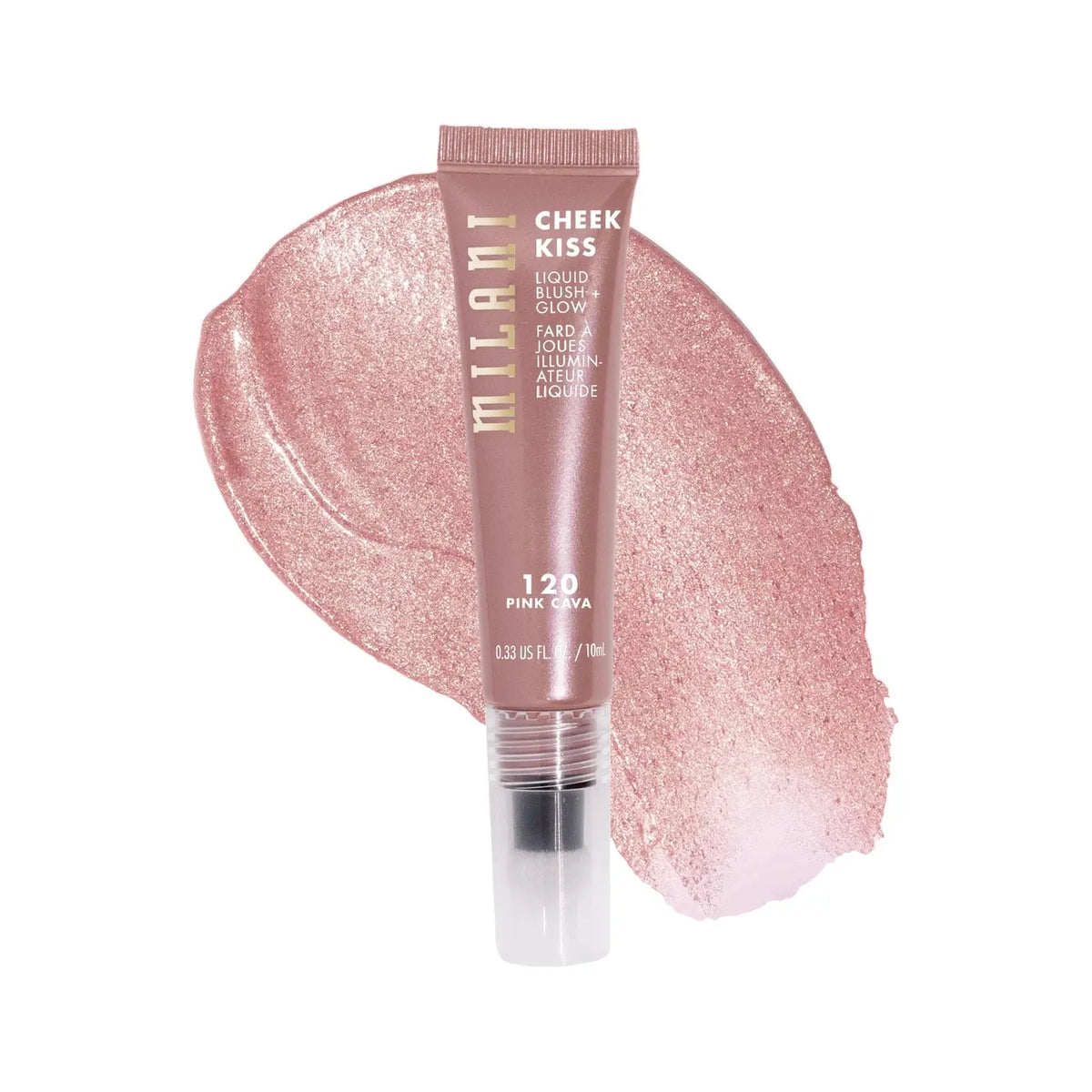 Milani Cheek Kiss Blush + Glow fard de obraz lichid 120 Pink Cava, 10 ml Milani