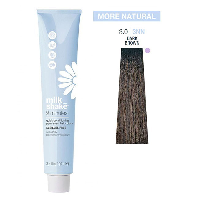 Milk Shake, 9 Minutes, Fără SLS/SLES, Vopsea permanentă de păr, 3.03NN Dark Brown, 100 ml