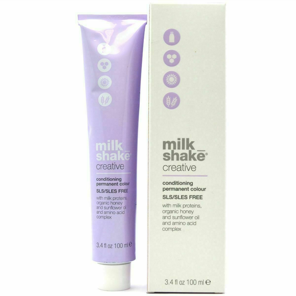 Milk Shake, Creative, Fără SLS/SLES, Vopsea permanentă de păr, 1.111AA Intense Ash Black, 100 ml