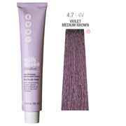 Milk Shake, Creative, Fără SLS/SLES, Vopsea permanentă de păr, 4.74V Violet Medium Brown, 100 ml