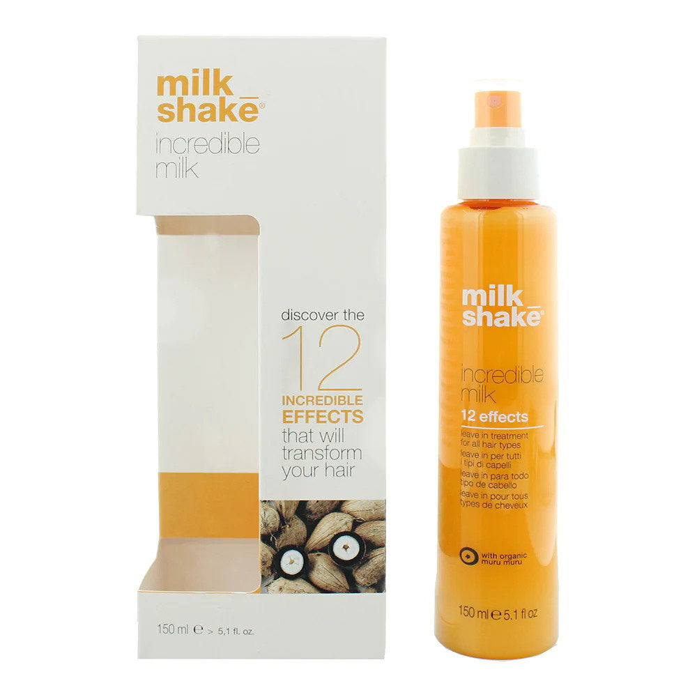 Milk Shake, Incredible Milk, Extracte de fructe organice, Tratament cu spray pentru păr, Reparare/Protecție/Volum & Strălucire, 150 ml