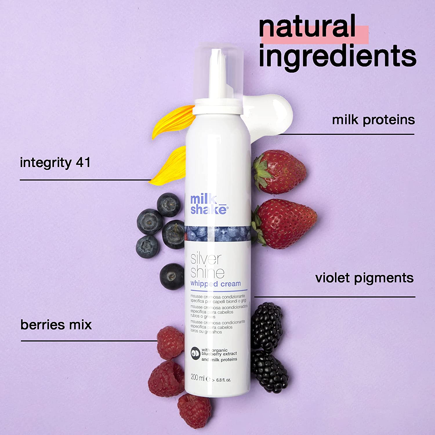 Milk Shake, Silver Shine Whipped Cream, Balsam de păr în spumă fără clătire, 200 ml