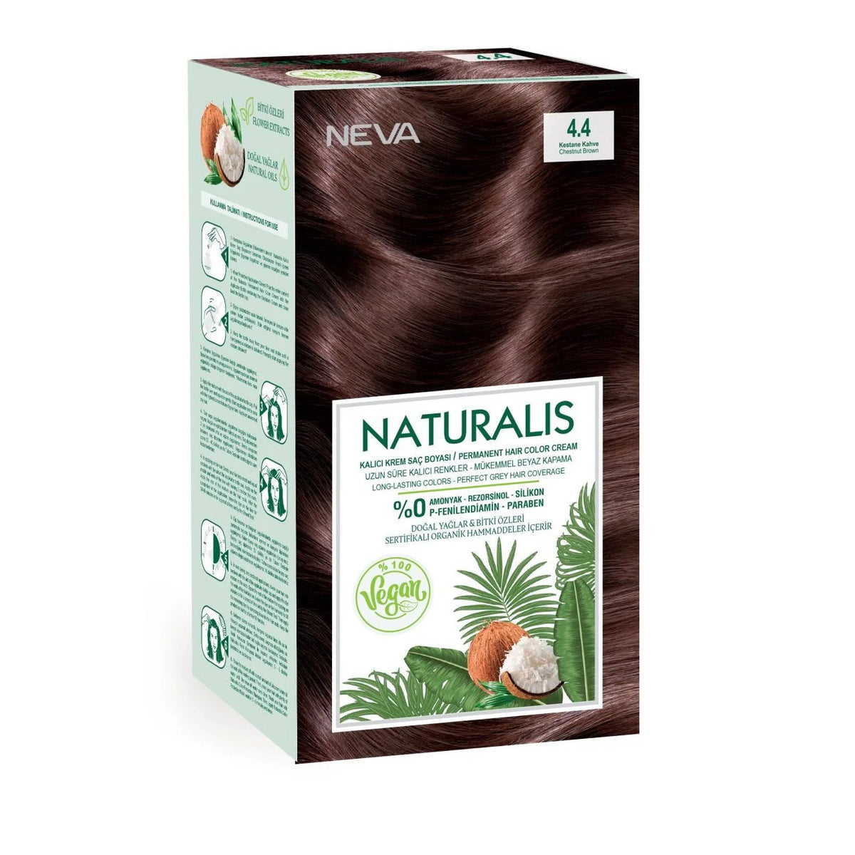 Neva Naturalis vopsea permanenta 4.4 Chestnut Brown, 150 ml