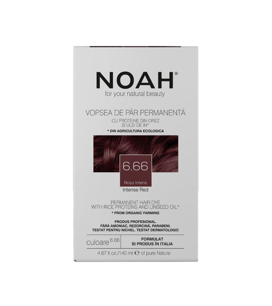 Noah vopsea de par permanenta 6.66 Intense Red, 140 ml