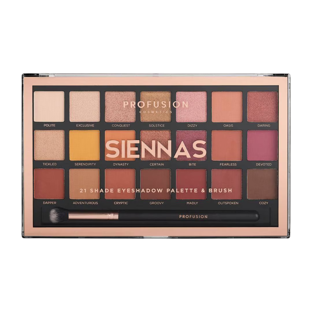 Profusion Cosmetics Siennas paleta farduri, 21 nuante