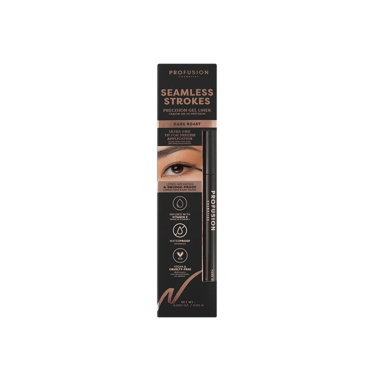 Profusion Cosmetics Seamless Strokes tus de ochi gel Dark Roast