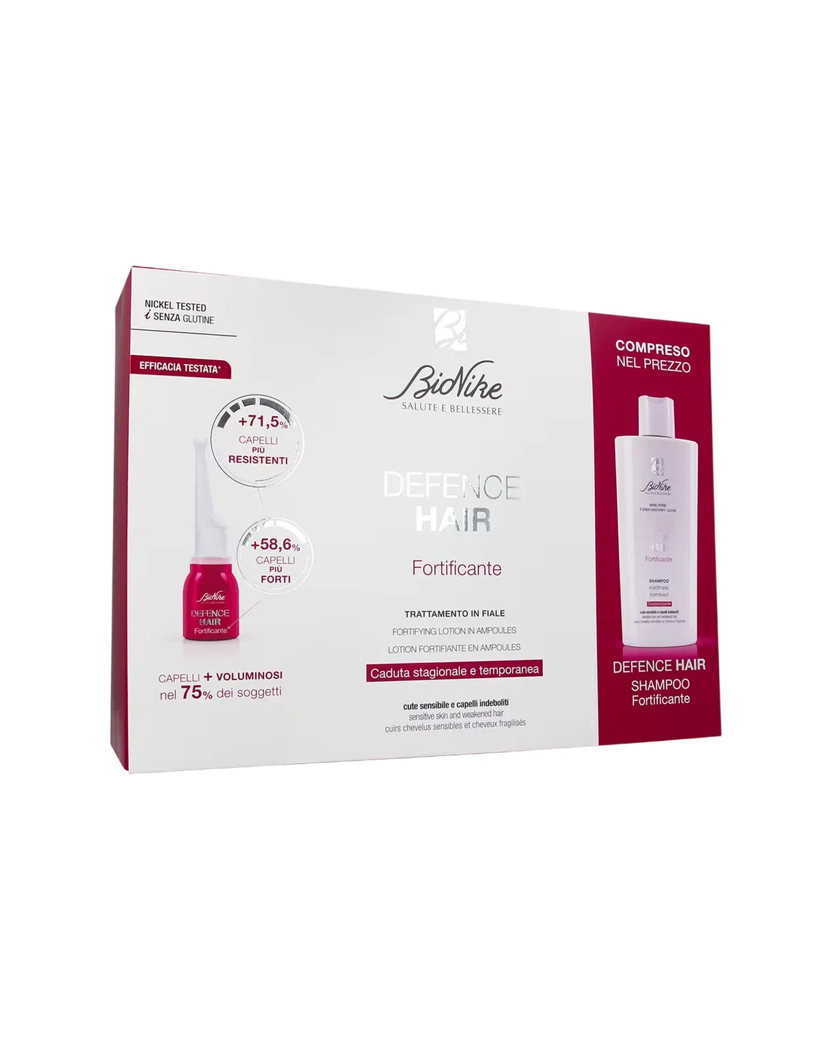 Set BioNike Defence Hair Fortificante: sampon fortifiant 200 ml + fiole fortifiante 21 x 6 ml