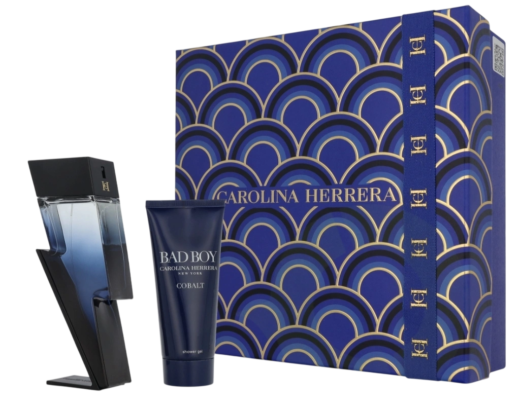 Set Carolina Herrera: Bad Boy Cobalt Elixir, Eau De Parfum, For Men, 100 ml + Bad Boy Cobalt, Refreshing, Shower Gel, For All Skin Types, 100 ml