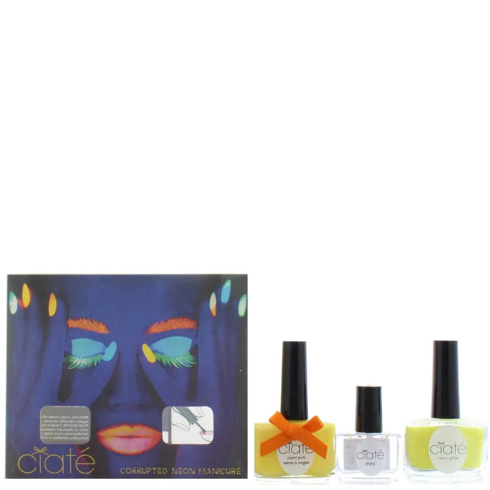 Set Ciate London Paint Pot top coat Black Light si oje Neon Glitter si Neon Orange Ciate London
