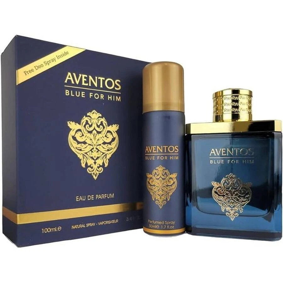 Set Fragrance World Aventos Blue: apa de parfum si spray de corp