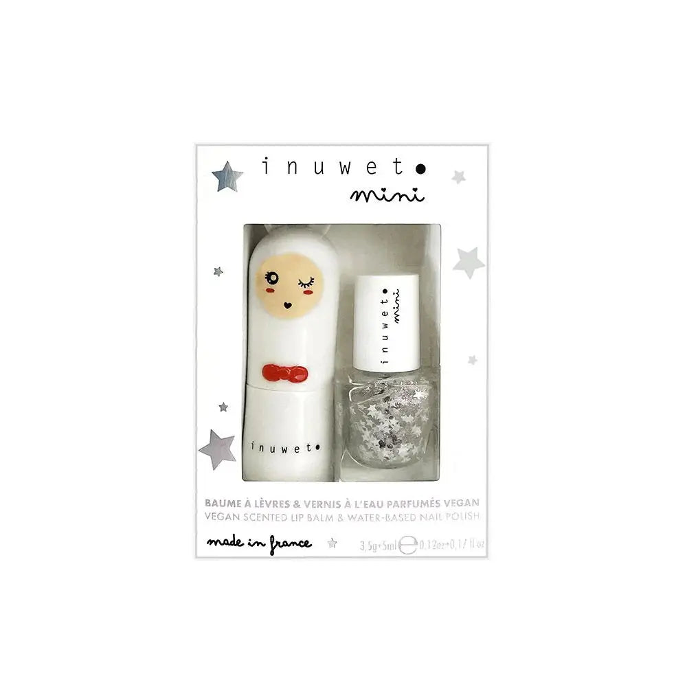 Set Inuwet balsam de buze Bunny Sweety si oja cu sclipici Silver Dreamer Inuwet