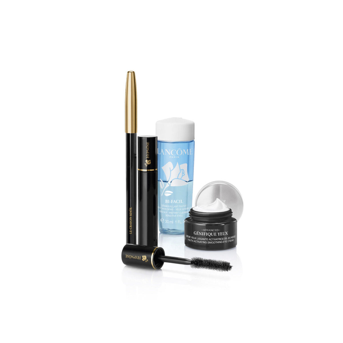 Set Lancome Hypnose: rimel 2 ml + creion de ochi 1.8 g + Bi-Facil 30 ml + Genifique Yeux 5 ml