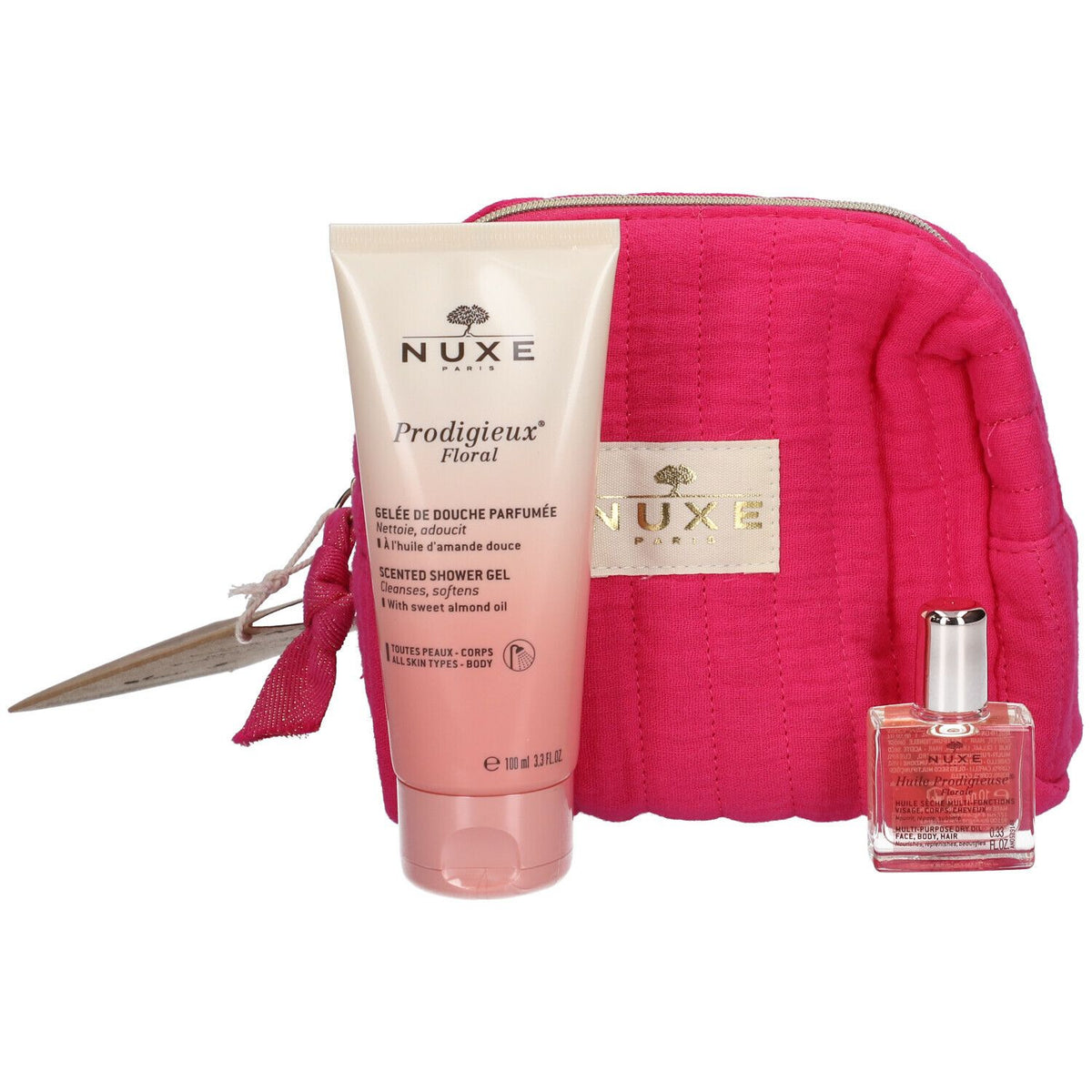 Set Nuxe Prodigieux Floral: gel de dus, ulei de corp si portfard