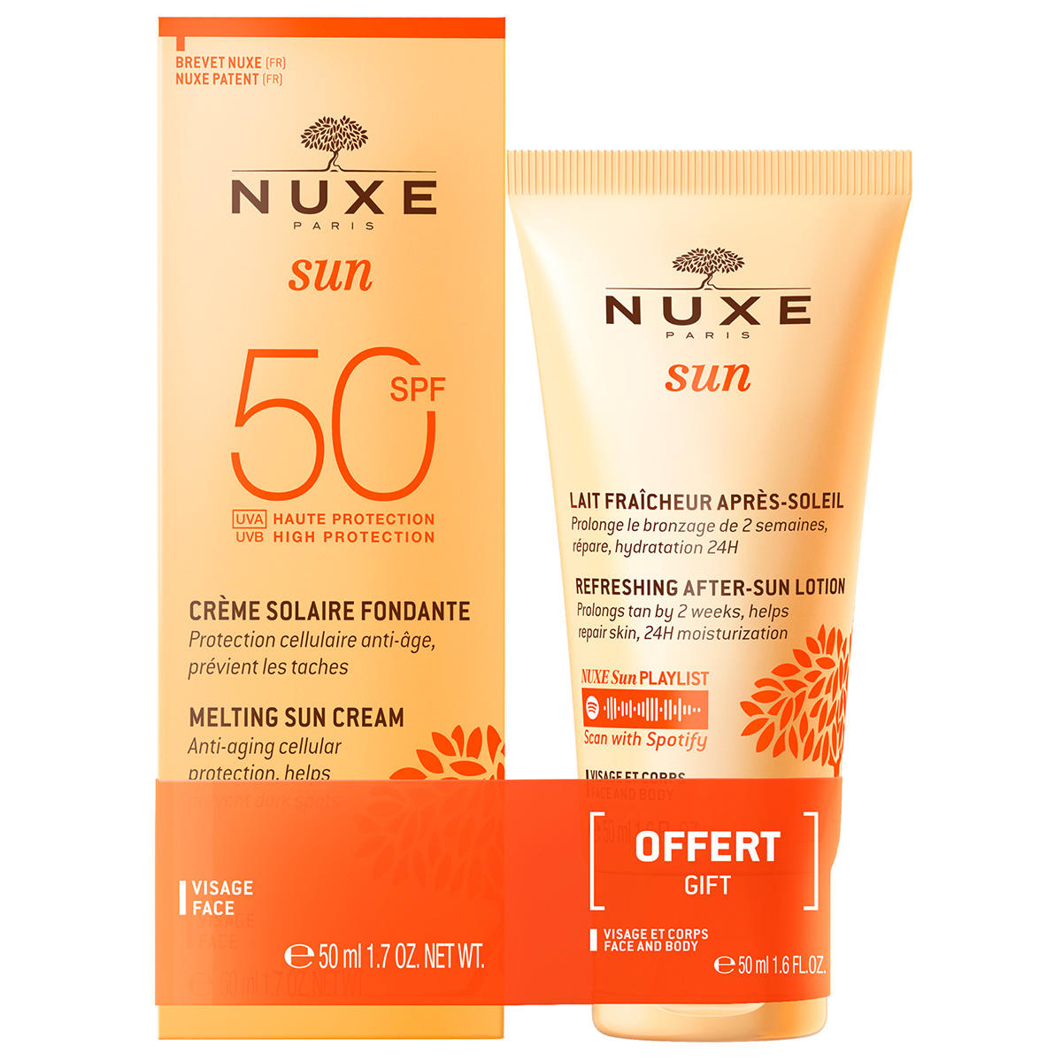 Set Nuxe Sun crema solara SPF50 si lotiune dupa plaja
