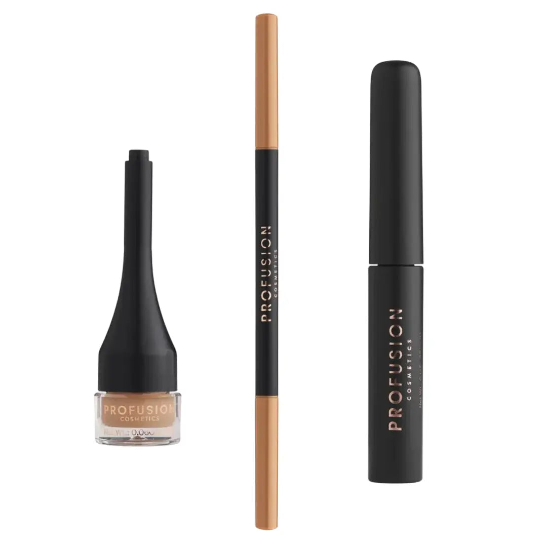 Set Profusion Ultimate Brow Sculpt pentru sprancene Blonde: gel, creion si pomada Profusion Cosmetics