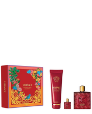 Set trio Versace Eros Flame apa de parfum, gel de dus si miniatura